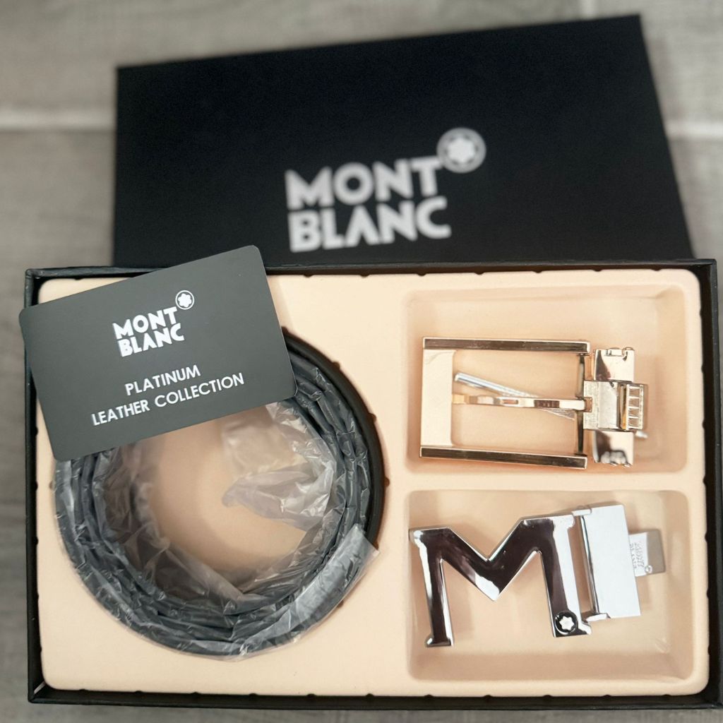 Mont Blanc Platinum Leather Belt