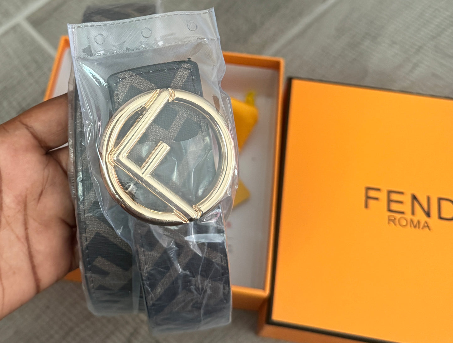 Fendi Chevron Patterned Belt