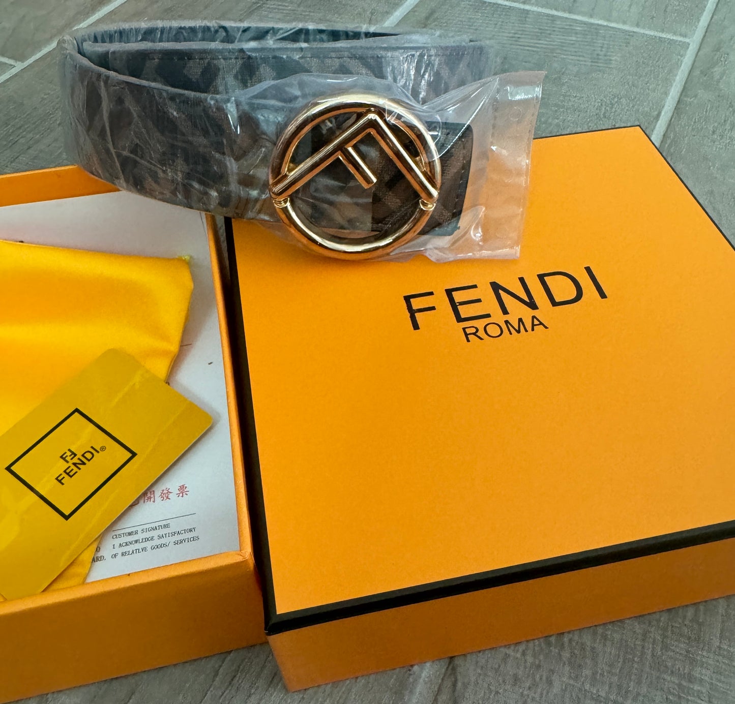 Fendi Chevron Patterned Belt