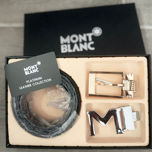 Mont Blanc Platinum Leather Belt